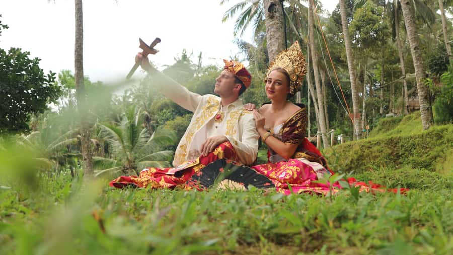 Bali:Traditional Wedding Photoshoot with the Rice Field View - Getting dressed in Balinese style