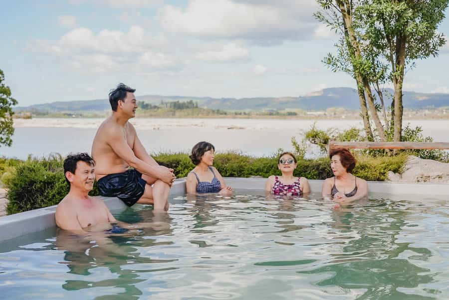 Rotorua: Polynesian Spa Pavilion Hot Pool Bathing (12+ yrs) - Look toward Lake Rotorua from the Rachel Spring pool